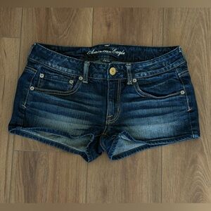 Vtg Y2K American Eagle Low Rise Jean Shorts Sz 6 Micro Denim Medium Wash